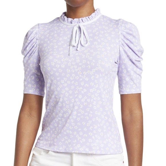 CeCe | Tops | Cece Ruffle Neck Tie Blouse Top Lavender Mustard Size ...